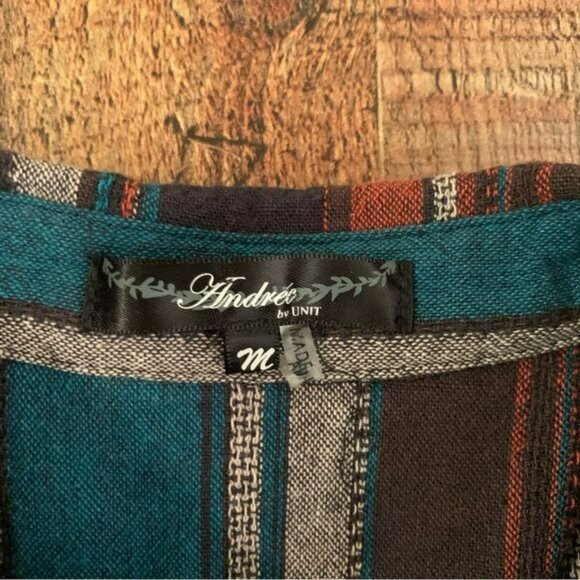 Andree by Unit floral print multi striped button up women’s size medium - Picture 4 of 7